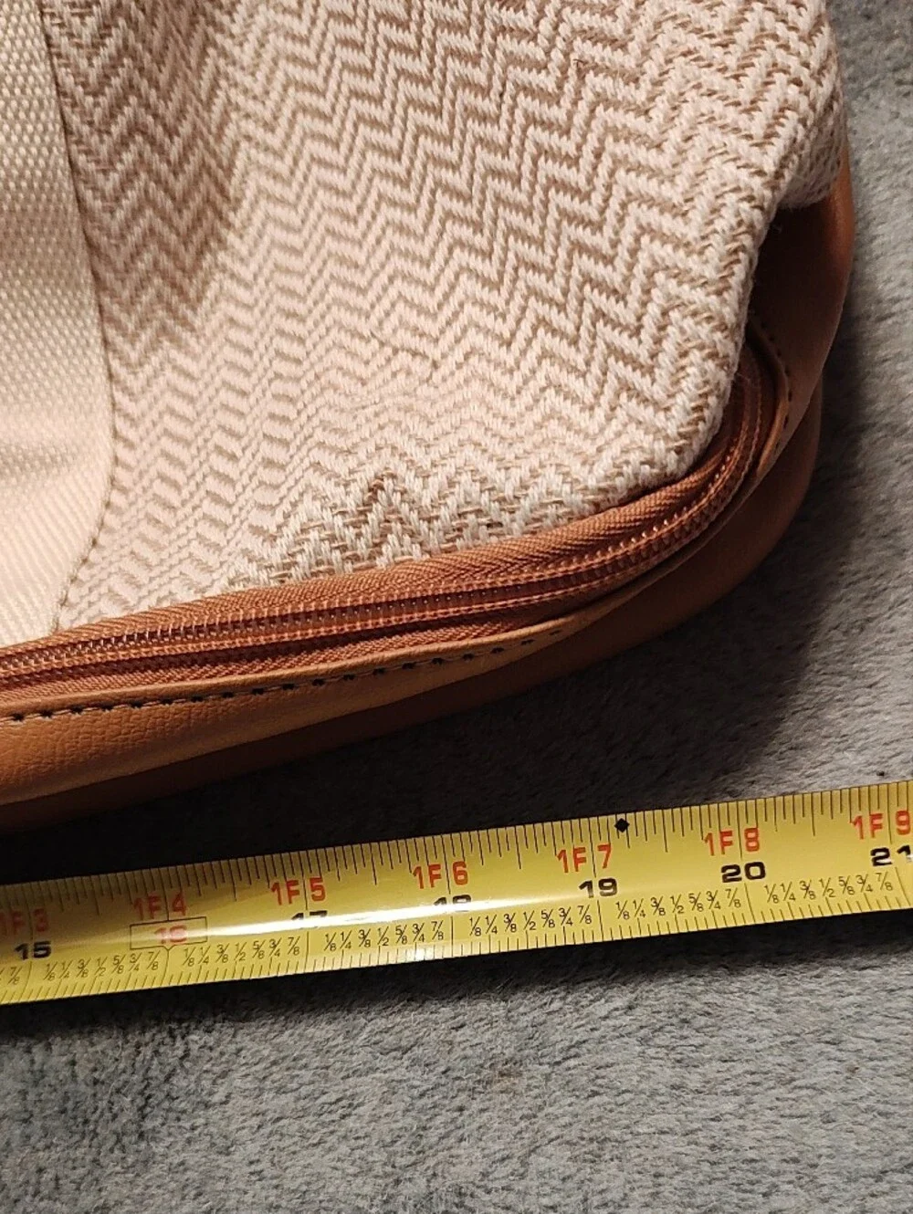 DSW Beige and Tan Canvas Tote with Faux-Leather Trim